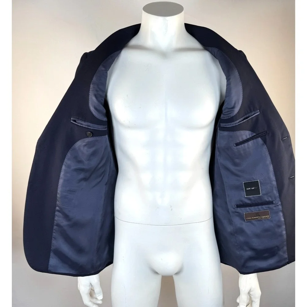 SuitSupply Vitale Barberis Canonico Wool‎ Jacket Mens 38 EUC Double-Vented Navy